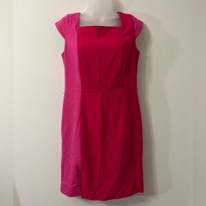 Calvin Klein Women’s TWO Pink Fuchsia Square Neck Midi Dress Cocktail Size 10